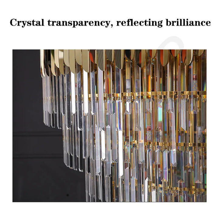 Crystal Lamp Hotel Lobby Ceiling Light European Villa Living Room Duplex Middle Floor Hollow Rotating Staircase Long Ceiling