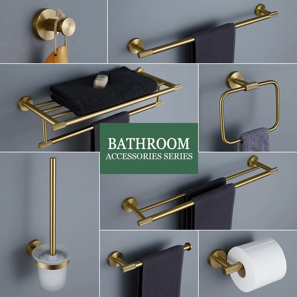 Brushed Gold Bathroom Accessories set