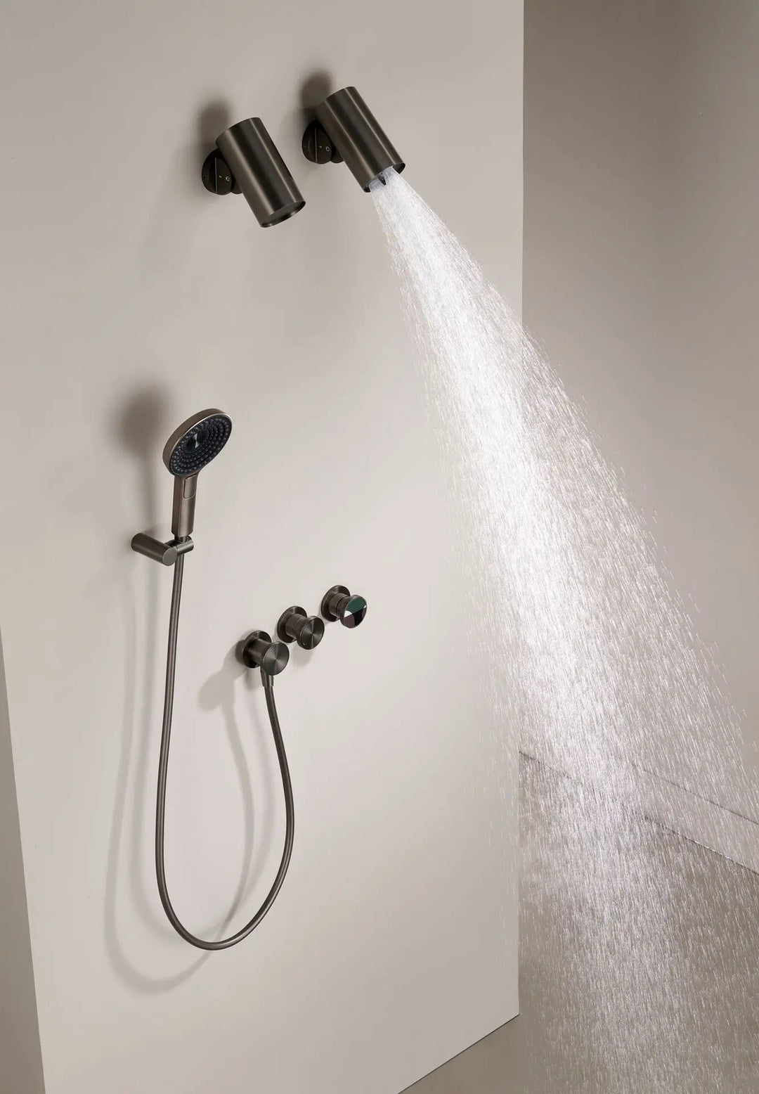 Porsha-Wall-mounted Shower System with Embedded Hot Melt Gun, Grey and White Shower Set