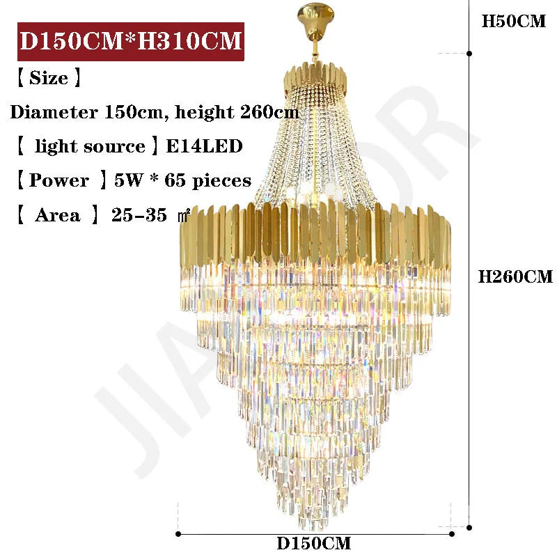 Crystal Lamp Hotel Lobby Ceiling Light European Villa Living Room Duplex Middle Floor Hollow Rotating Staircase Long Ceiling