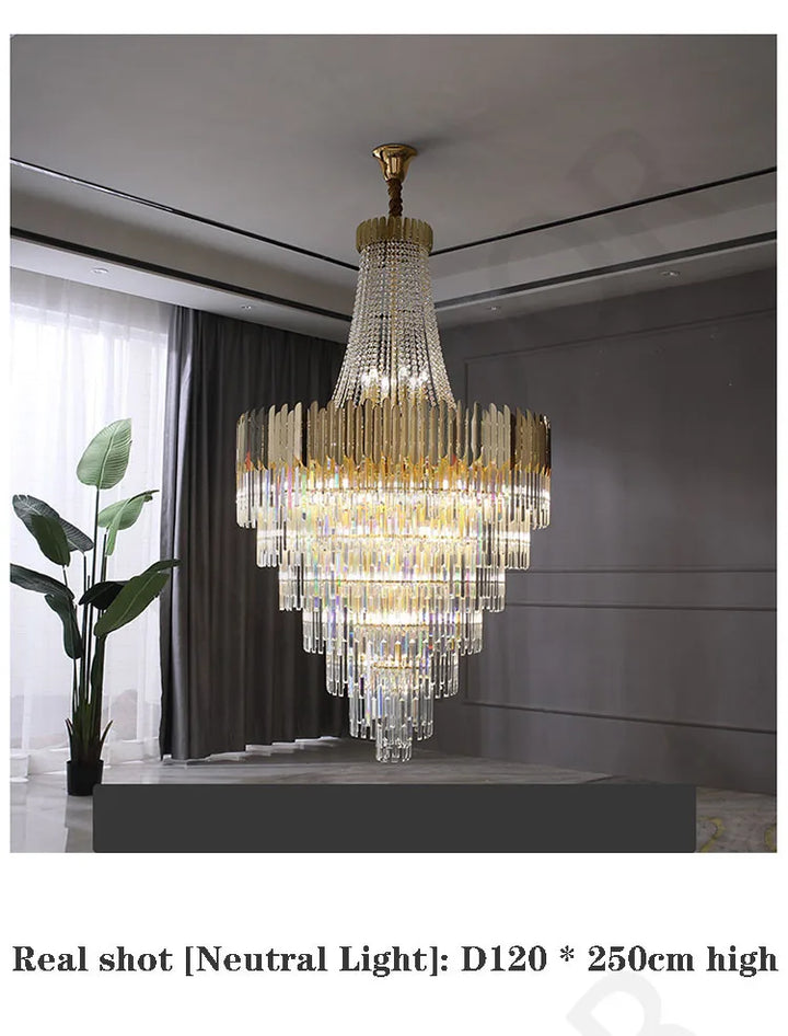 Crystal Lamp Hotel Lobby Ceiling Light European Villa Living Room Duplex Middle Floor Hollow Rotating Staircase Long Ceiling