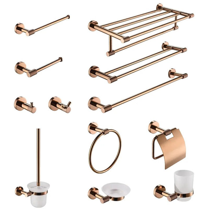 Milano- Round Rose gold polished bathroom accessories set