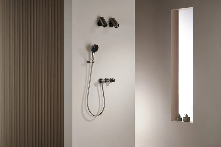 Porsha-Wall-mounted Shower System with Embedded Hot Melt Gun, Grey and White Shower Set