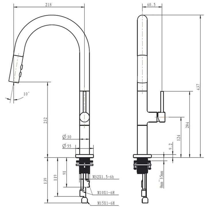 Panama-Black Rose Gold and  White Rose Gold Manual Pull Out  kitchen faucet