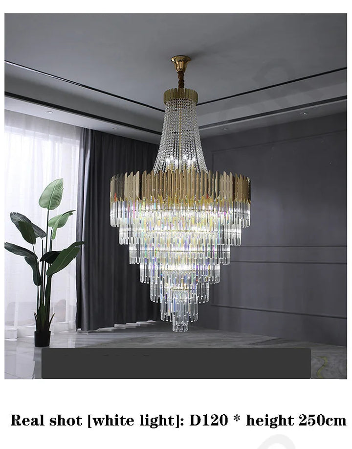 Crystal Lamp Hotel Lobby Ceiling Light European Villa Living Room Duplex Middle Floor Hollow Rotating Staircase Long Ceiling