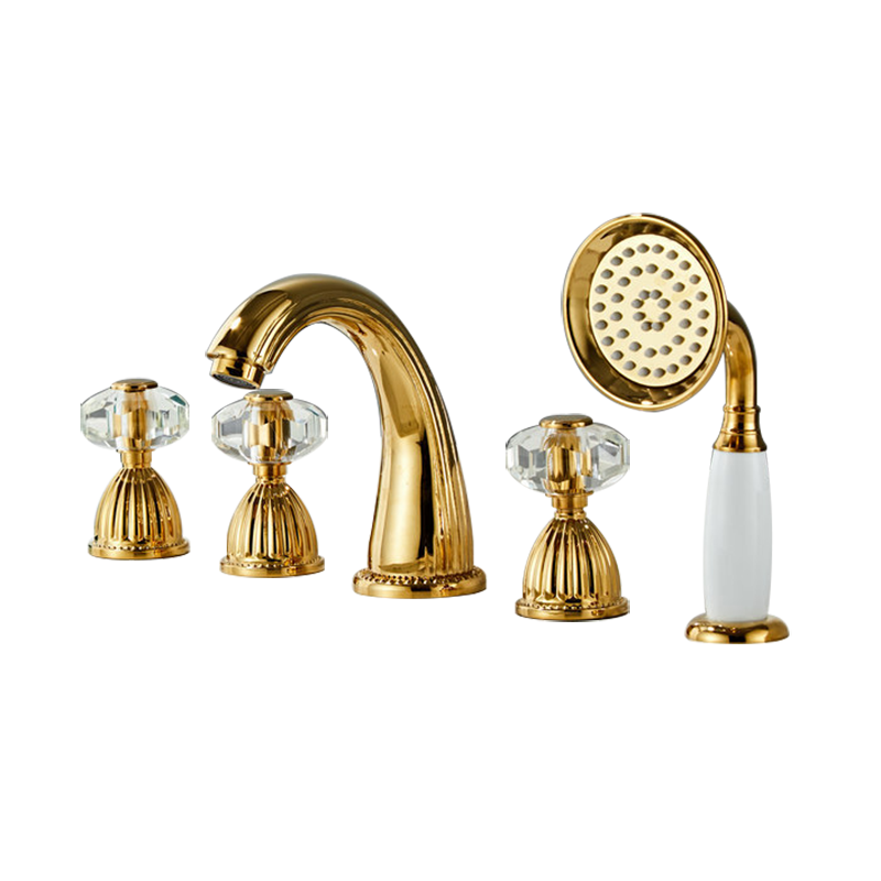 Portobelo- Gold 5 pieces deck mounted bathtub filler faucet set