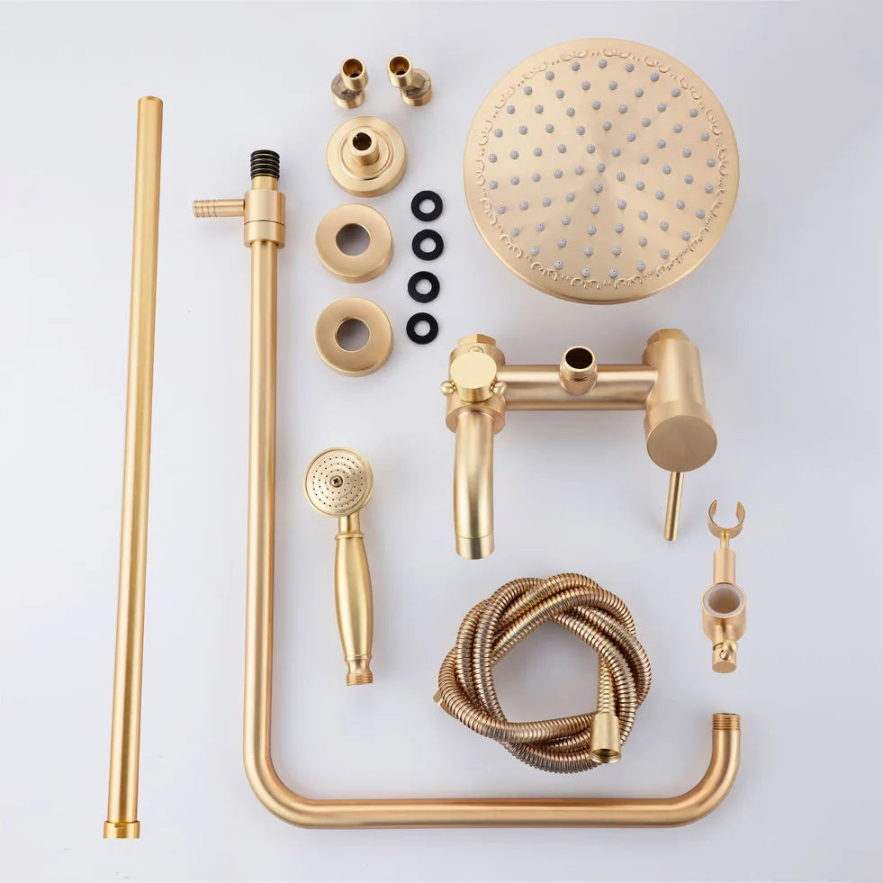 Brushed gold Victorian exposed shower system kit