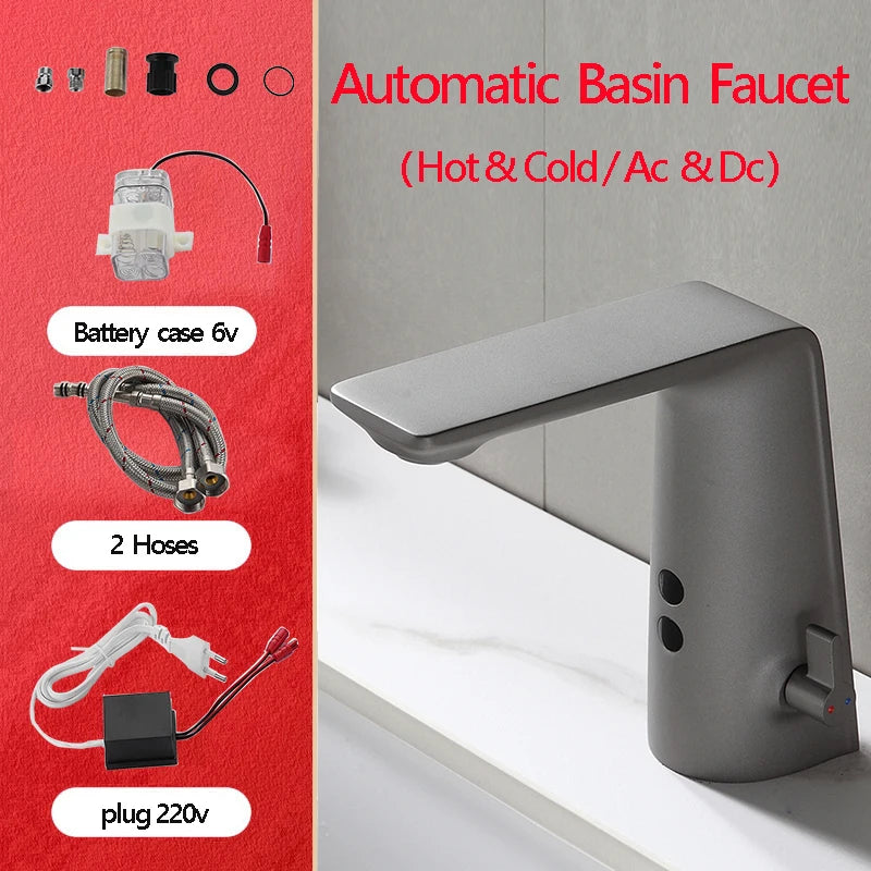 Grey matte commercial single hole sensor faucet