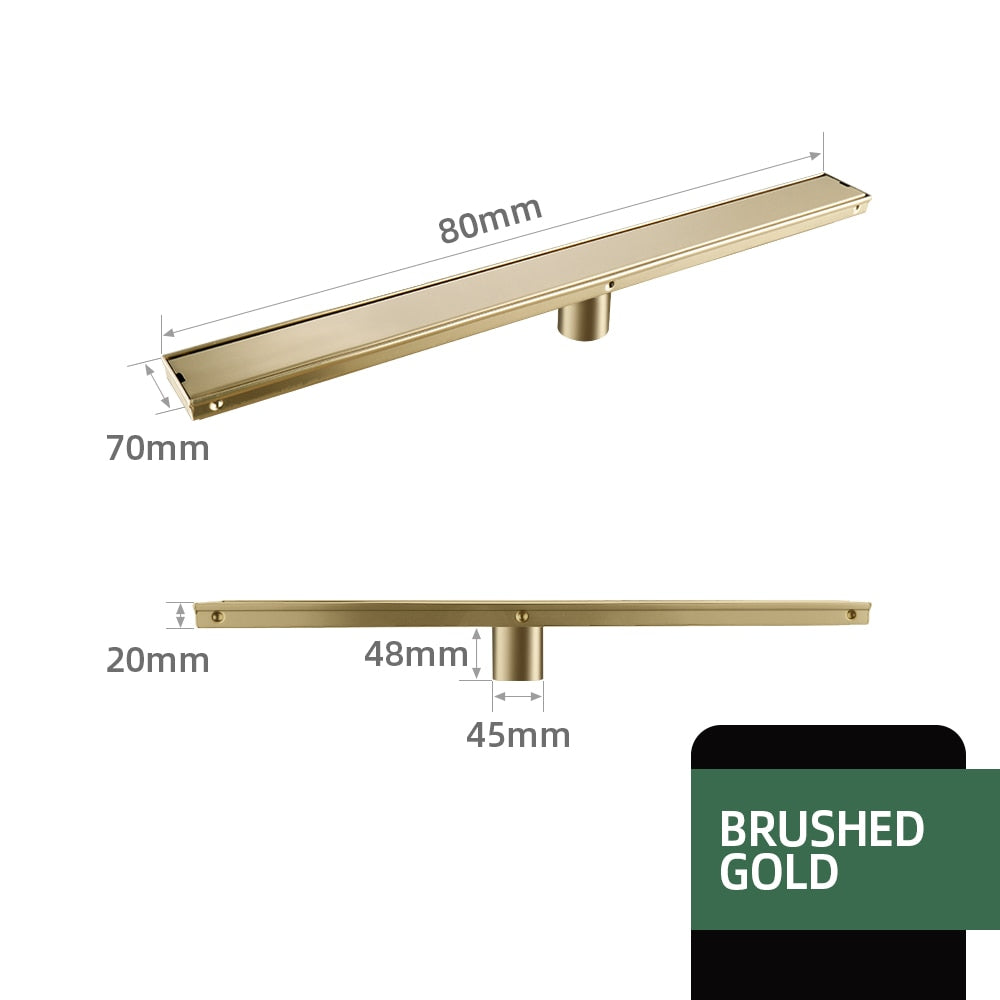 Brushed Gold-Grey Gun-Black Linear shower drain kit