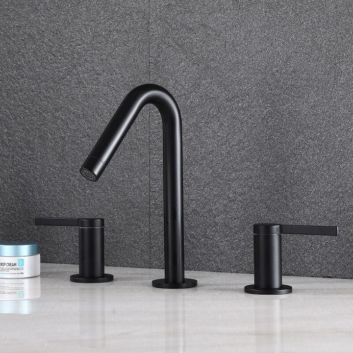 New 2023 Black with gold two tone 8" inch wide spread bathroom faucet