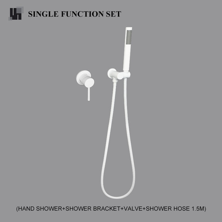 White matte 3 way volume control shower kit