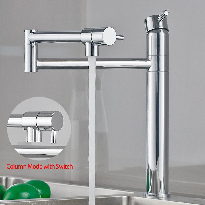 Hot and Cold Black with chrome deck mounted pot filler faucet