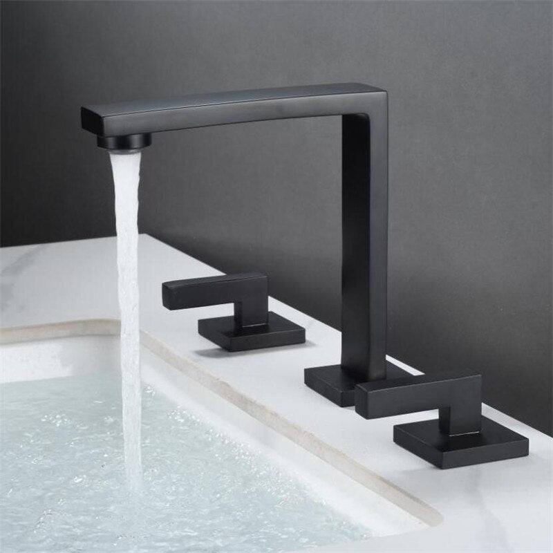 Cuatro- Modern square 8" Inch wide spread bathroom faucet