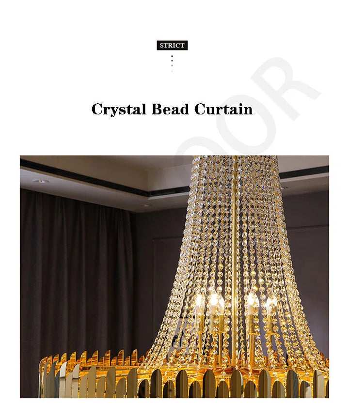 Crystal Lamp Hotel Lobby Ceiling Light European Villa Living Room Duplex Middle Floor Hollow Rotating Staircase Long Ceiling