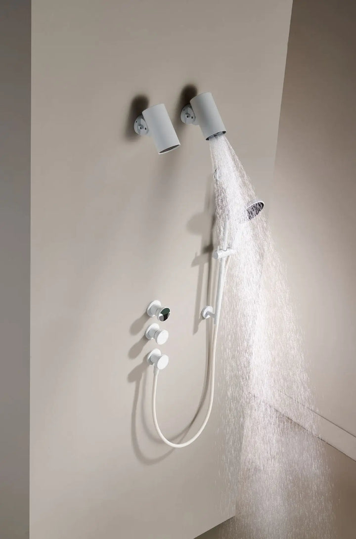 Porsha-Wall-mounted Shower System with Embedded Hot Melt Gun, Grey and White Shower Set