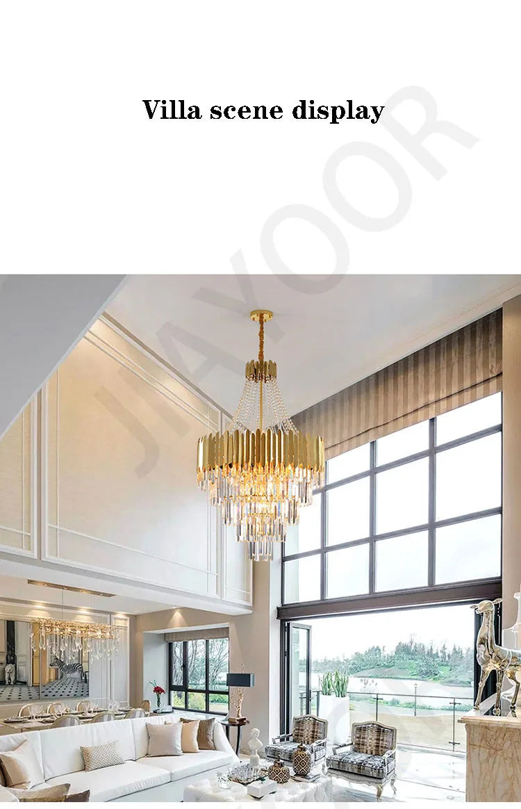 Crystal Lamp Hotel Lobby Ceiling Light European Villa Living Room Duplex Middle Floor Hollow Rotating Staircase Long Ceiling