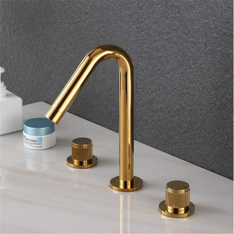 New 2023 Black with gold two tone 8" inch wide spread bathroom faucet