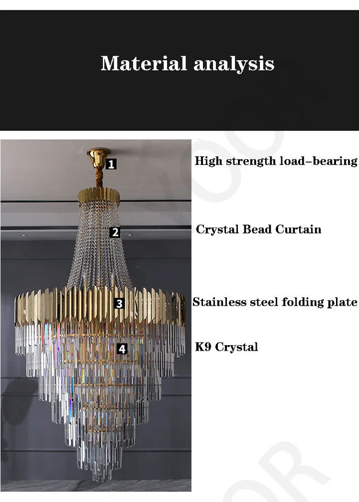 Crystal Lamp Hotel Lobby Ceiling Light European Villa Living Room Duplex Middle Floor Hollow Rotating Staircase Long Ceiling