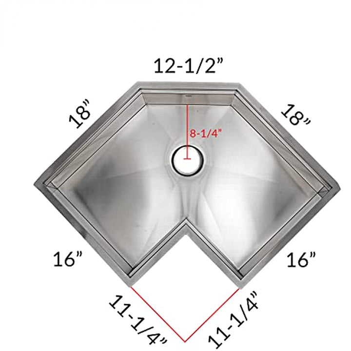 Corner Undermount -Custom made  30-inch 304 stainless steel 16 gauge