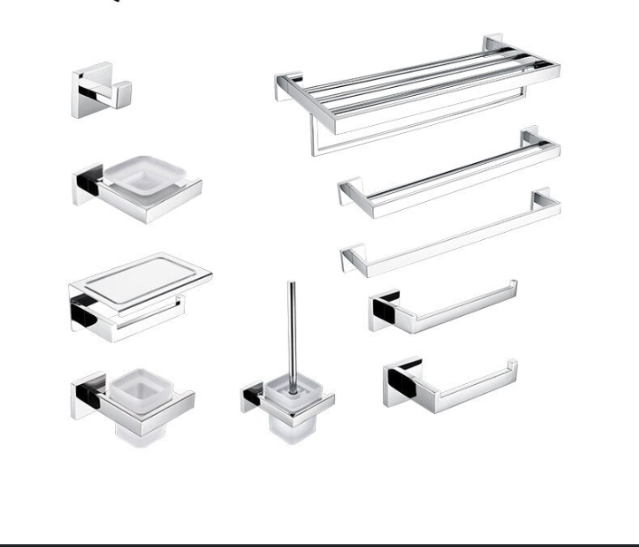 Chrome square bathroom accessories