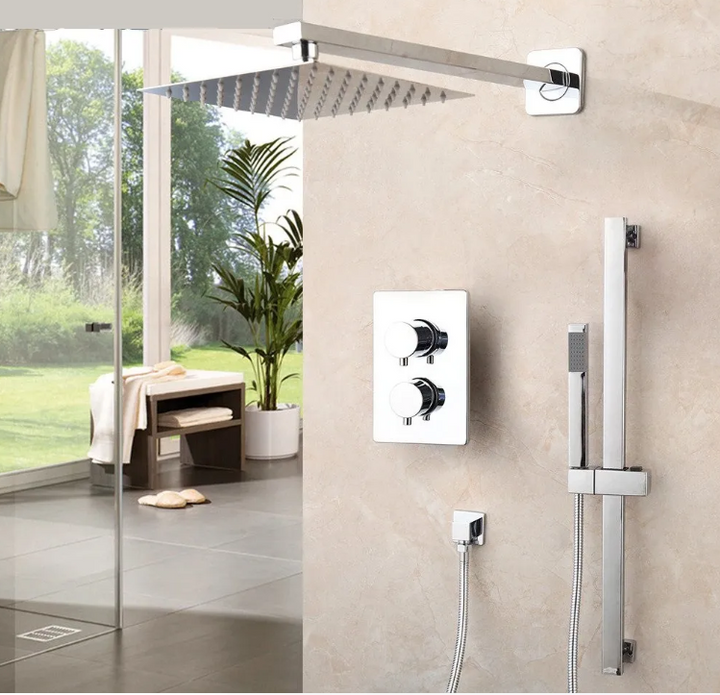 Chrome square 2 way function diverter thermostatic shower kit