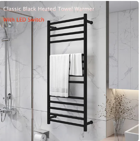 Black matte Electric Hardwired Towel Warmer CSA size 24"x43"