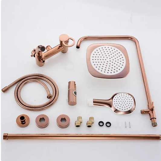 Rose God polished exposed 3 way shower system kit