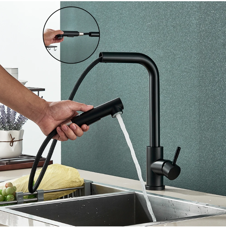 Laundry Black pull out faucet