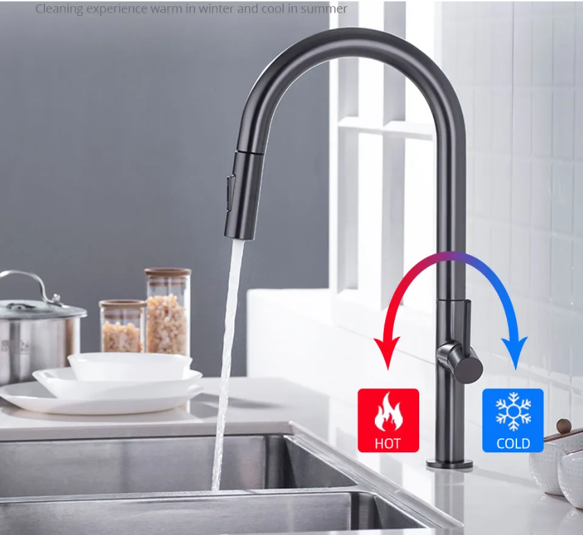 SEIKO- Tall pull out dual spray kitchen faucet