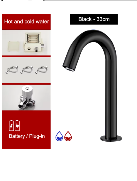 Black matte-Chrome Tall Commercial sensor vessel faucet