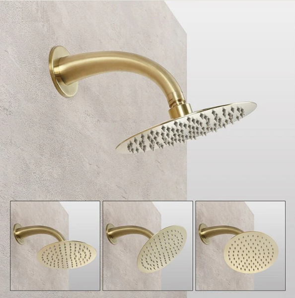 Bergen-Nordic Industrial design brushed gold 3 seperate volume control pressure balance 2 way shower kit