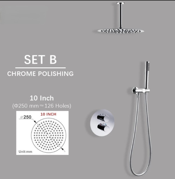 Chrome round CUPC thermostatic shower kit