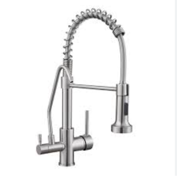 Brushed nickel 2 way kitchen faucet and reverse osmosis water filtration faucet