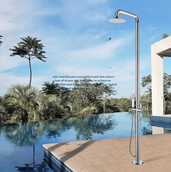 Chrome outdoor pool beach shower