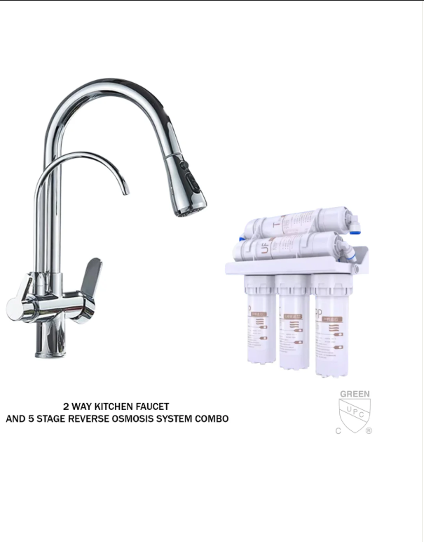 Chrome 2 way Kitchen faucet and  5 Stage reverse osmosis system Combo Kit