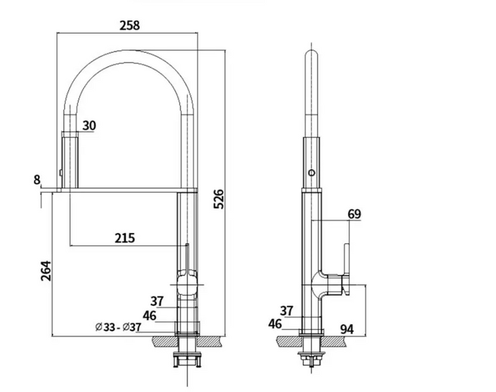 Cordoba-Brushed Gold-New Italian Design 2024 Swivel and Dual Spray Pull Out Kitchen Faucet