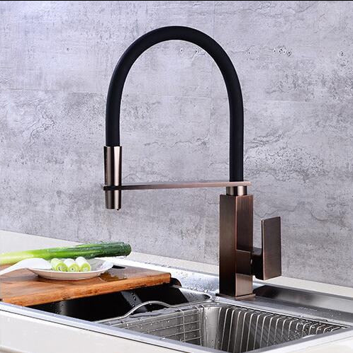 Navajo-Bronze Copper Base with Black Hose Nine Model Kitchen Faucet