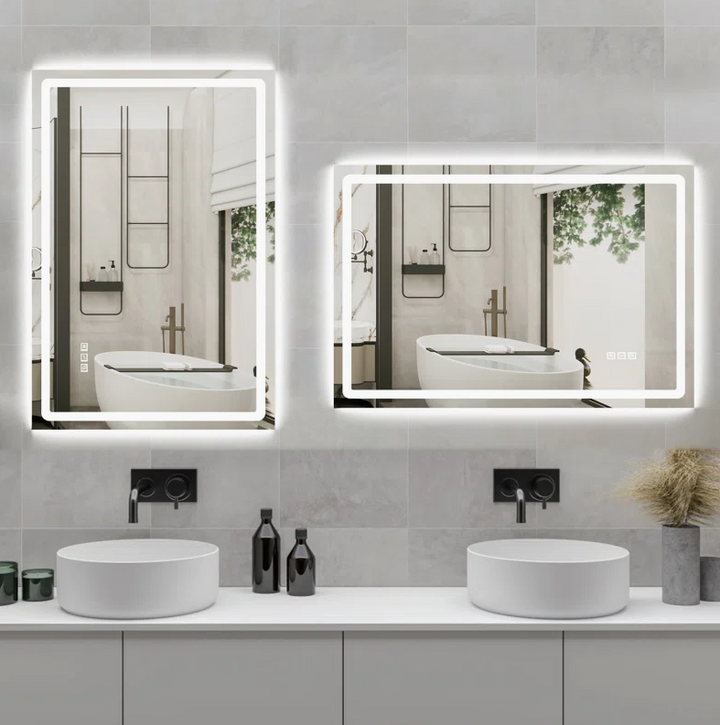 Pavorotti-DUO -Extra Large Rectangle Bathroom Mirror LED Vanity Dimmable Backlit Anti-Fog Memory with Front and Backlight Shatter-Proof SIZE 60"X32"