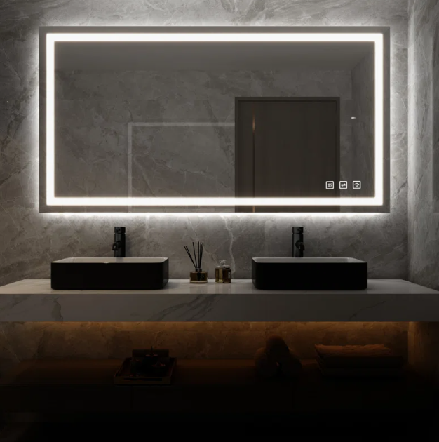 Pavorotti-DUO -Extra Large Rectangle Bathroom Mirror LED Vanity Dimmable Backlit Anti-Fog Memory with Front and Backlight Shatter-Proof SIZE 60"X32"