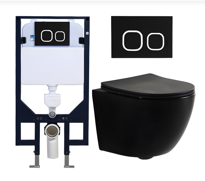 Color wall hung toilet bow, button and cistern toilet tank set