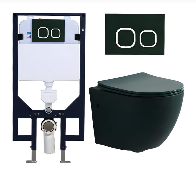 Color wall hung toilet bow, button and cistern toilet tank set