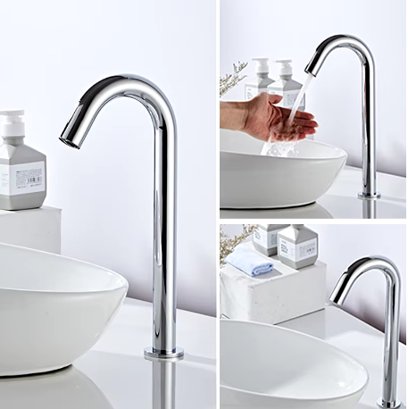 Black matte-Chrome Tall Commercial sensor vessel faucet