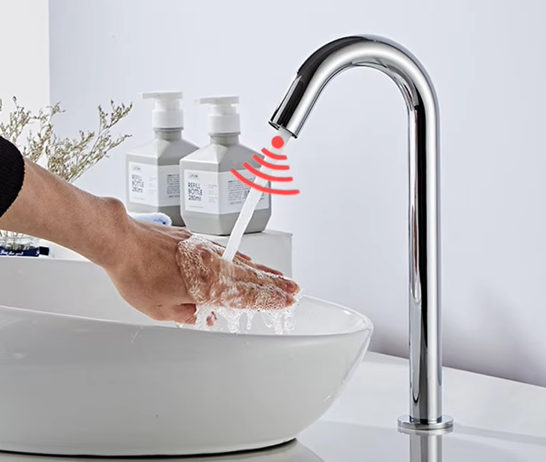 Black matte-Chrome Tall Commercial sensor vessel faucet