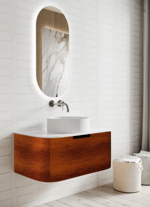 Sidney - Red oak venner wood wall hung bathroom vanity 36"