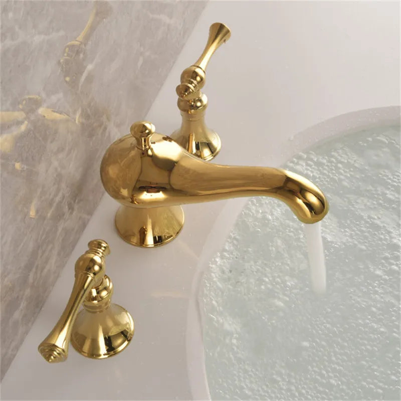 Aladin Gold 8" inch wide spread bathroom faucets