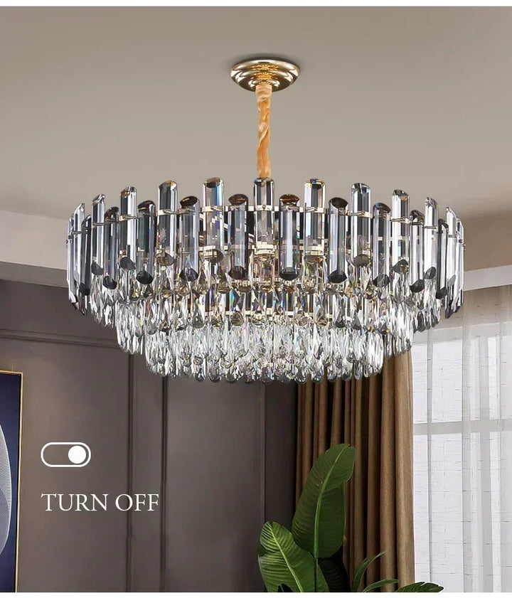 Nordic Light Luxury Crystal Chandelier Living Room Lamp Modern Atmosphere  LED Pendant Lights Bedroom Lamp Room Decoration