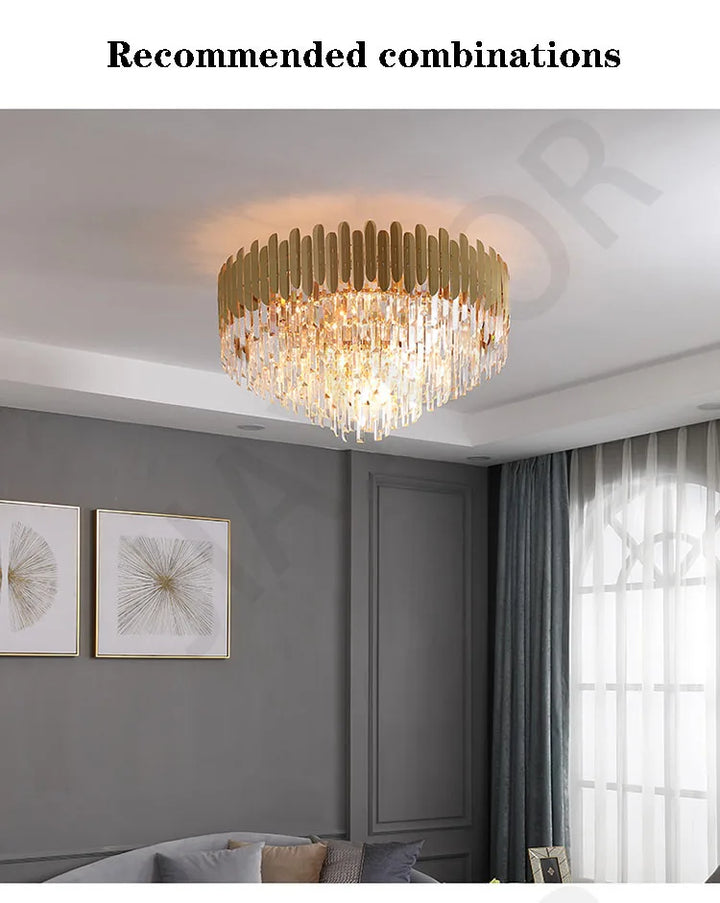 Crystal Lamp Hotel Lobby Ceiling Light European Villa Living Room Duplex Middle Floor Hollow Rotating Staircase Long Ceiling