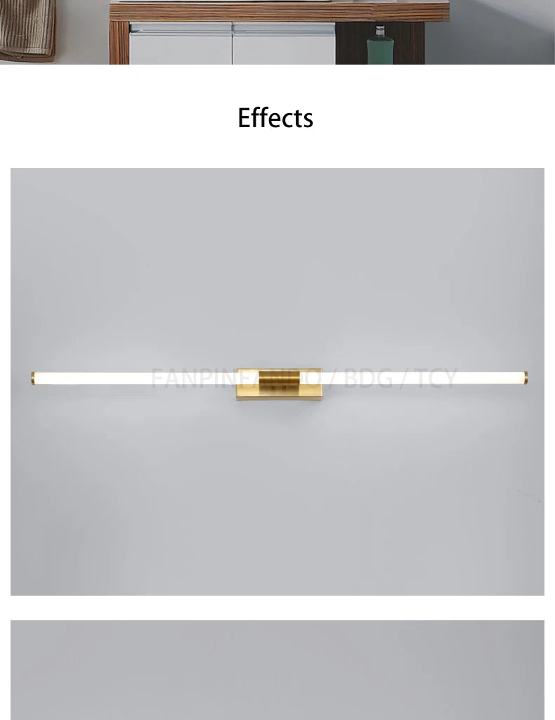 Modern led wall lamp bathroom mirror light,L76/100/118cm modern led wall lamp,Bronze/black body wall lights for home 4500K