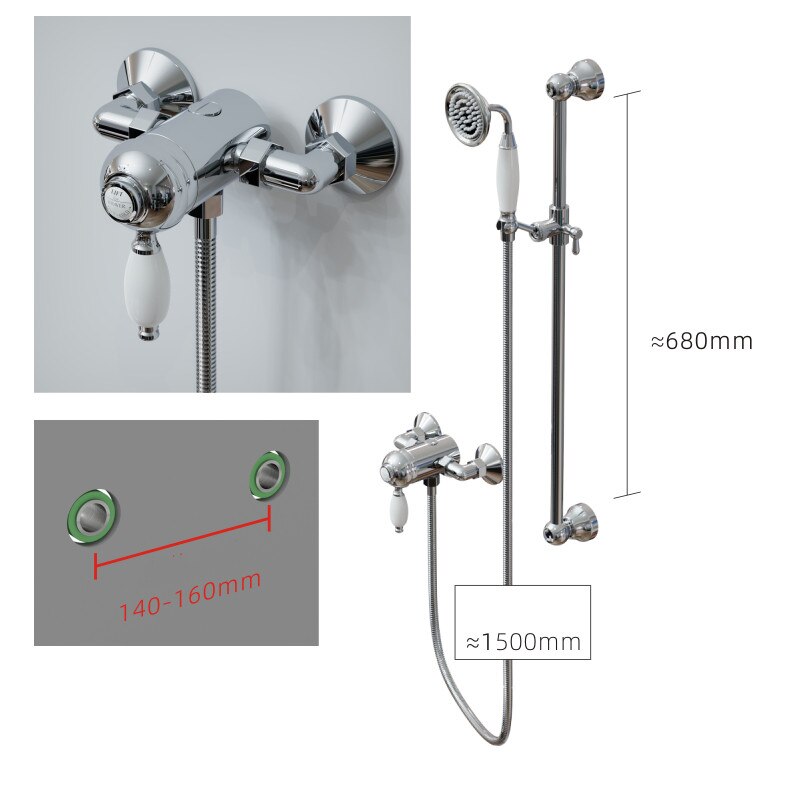 Gold Polished Brass Victorian Exposed Thermostatic Shower system