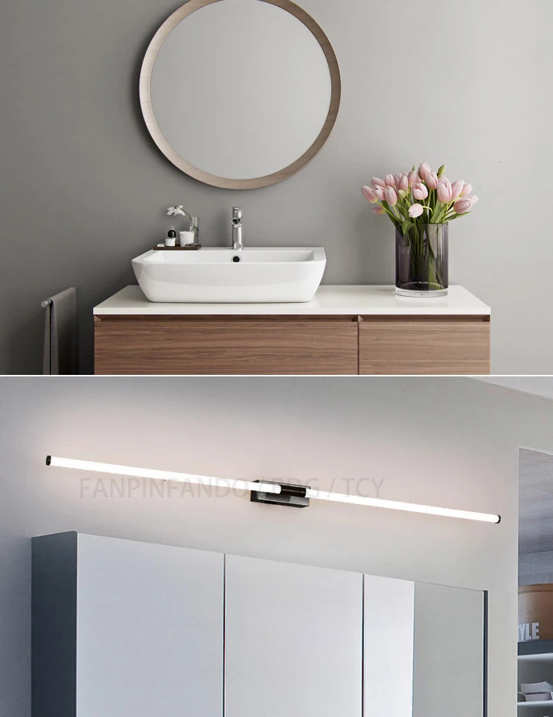 Modern led wall lamp bathroom mirror light,L76/100/118cm modern led wall lamp,Bronze/black body wall lights for home 4500K